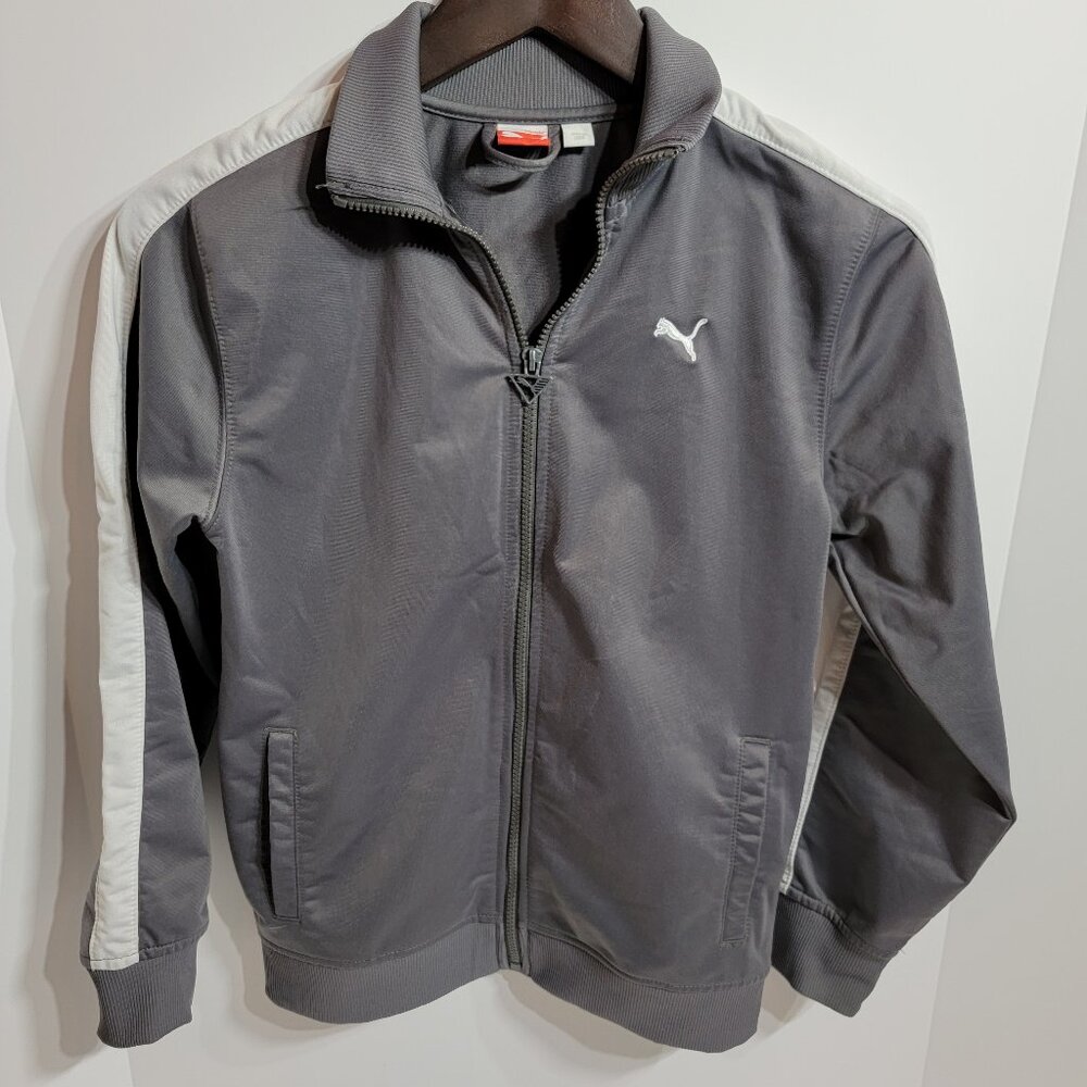 Puma Boys Zip Up Gray White Zip up jacket size Medium